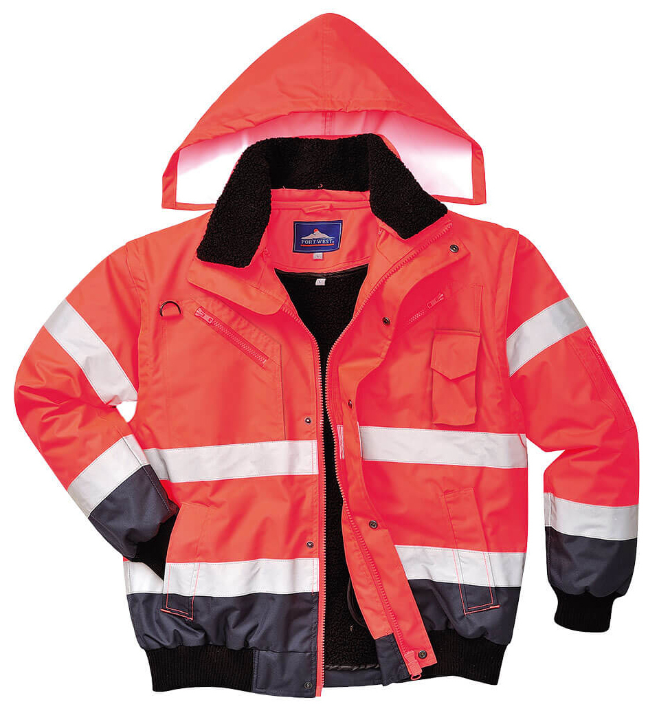 Portwest C465 HI-VIS CONTRAST BOMBER Reflexná bunda S, Červená-Námornícka modrá