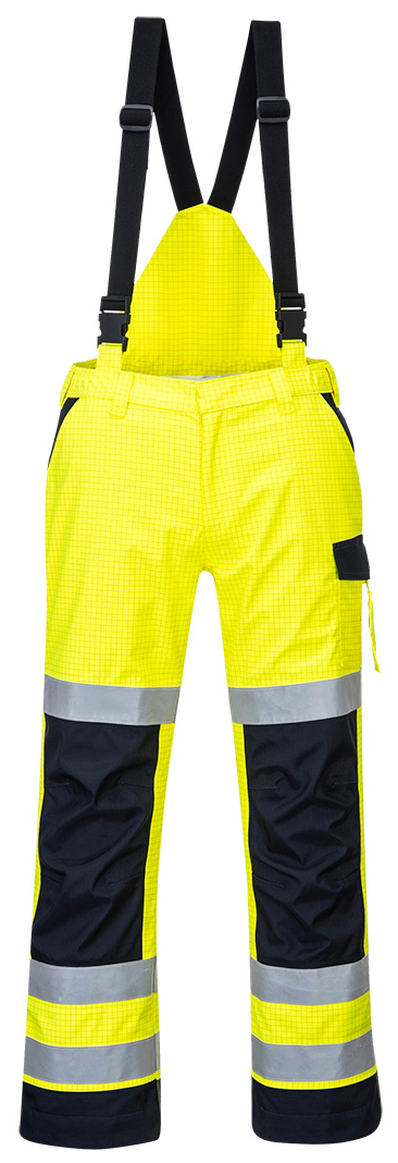 Portwest MV71 MODAFLAME RAIN MULTI-NORM ARC Reflexné nohavice M, Fluorescenčno žltá-Námornícka modrá