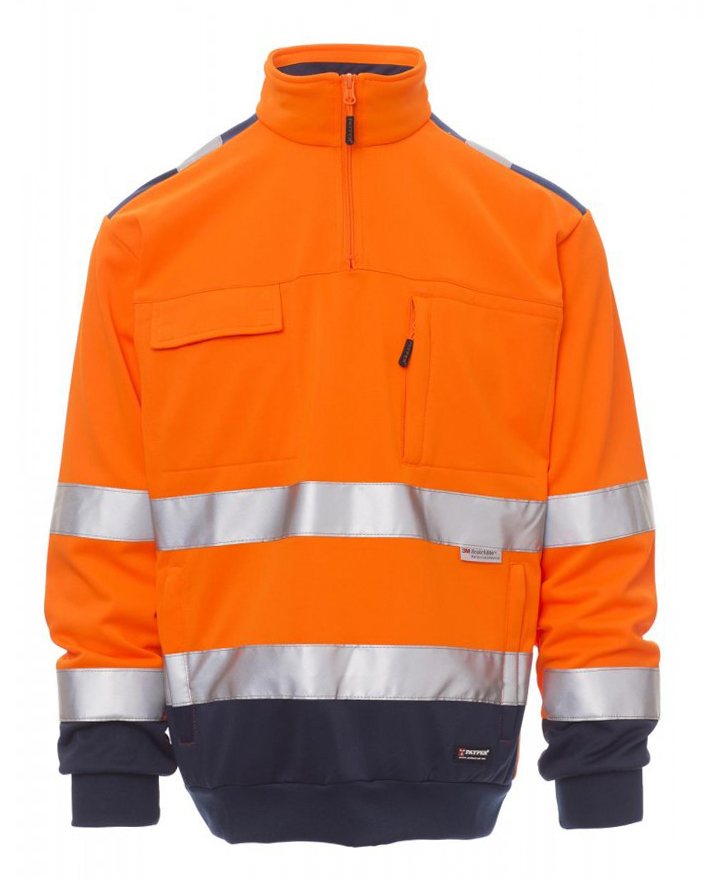 Payper VISION Reflexná fleecová mikina S, Fluorescent orange-Navy blue