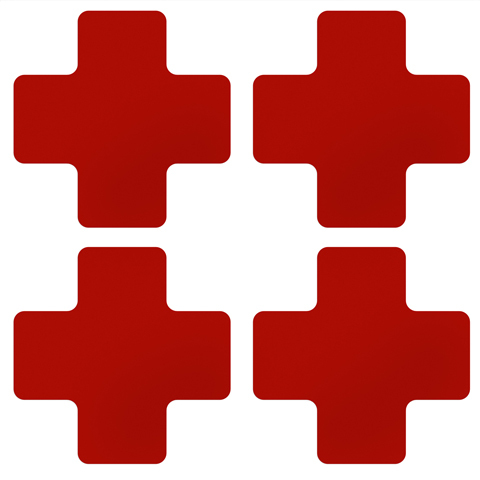 BY 19812 Extrémne odolná značka - kríž 12,7x12,7 cm 20 kusov, Červená