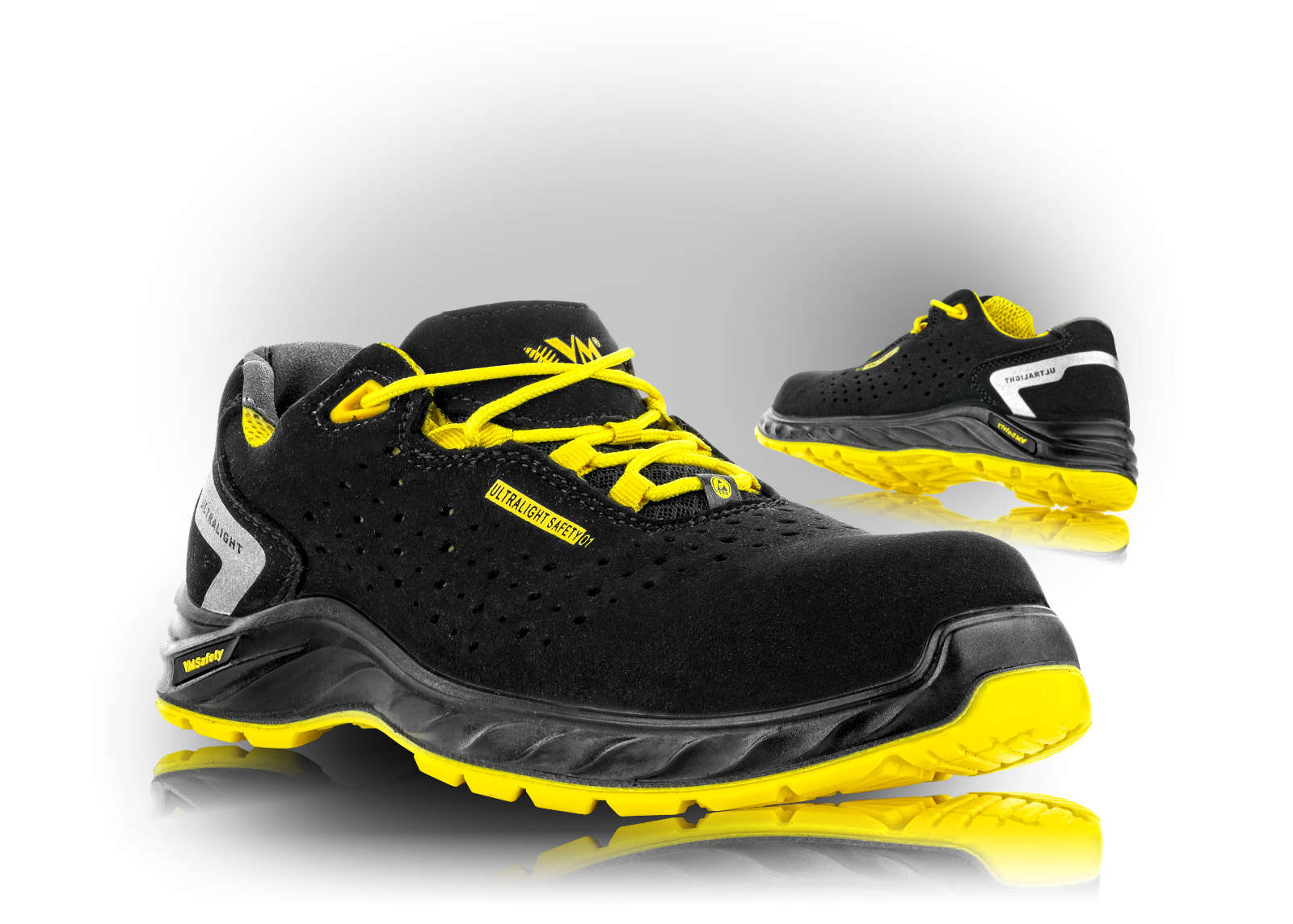 VM Footwear CHICAGO S1P ESD Bezpečnostná obuv Čierna-Žltá, 36