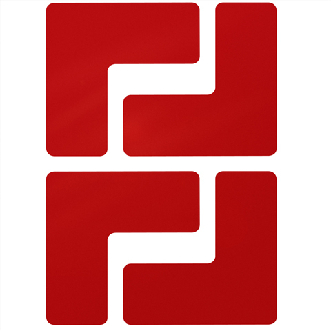 BY 197EE Extrémne odolná značka - roh 12,7x12,7 cm 20 kusov, Červená