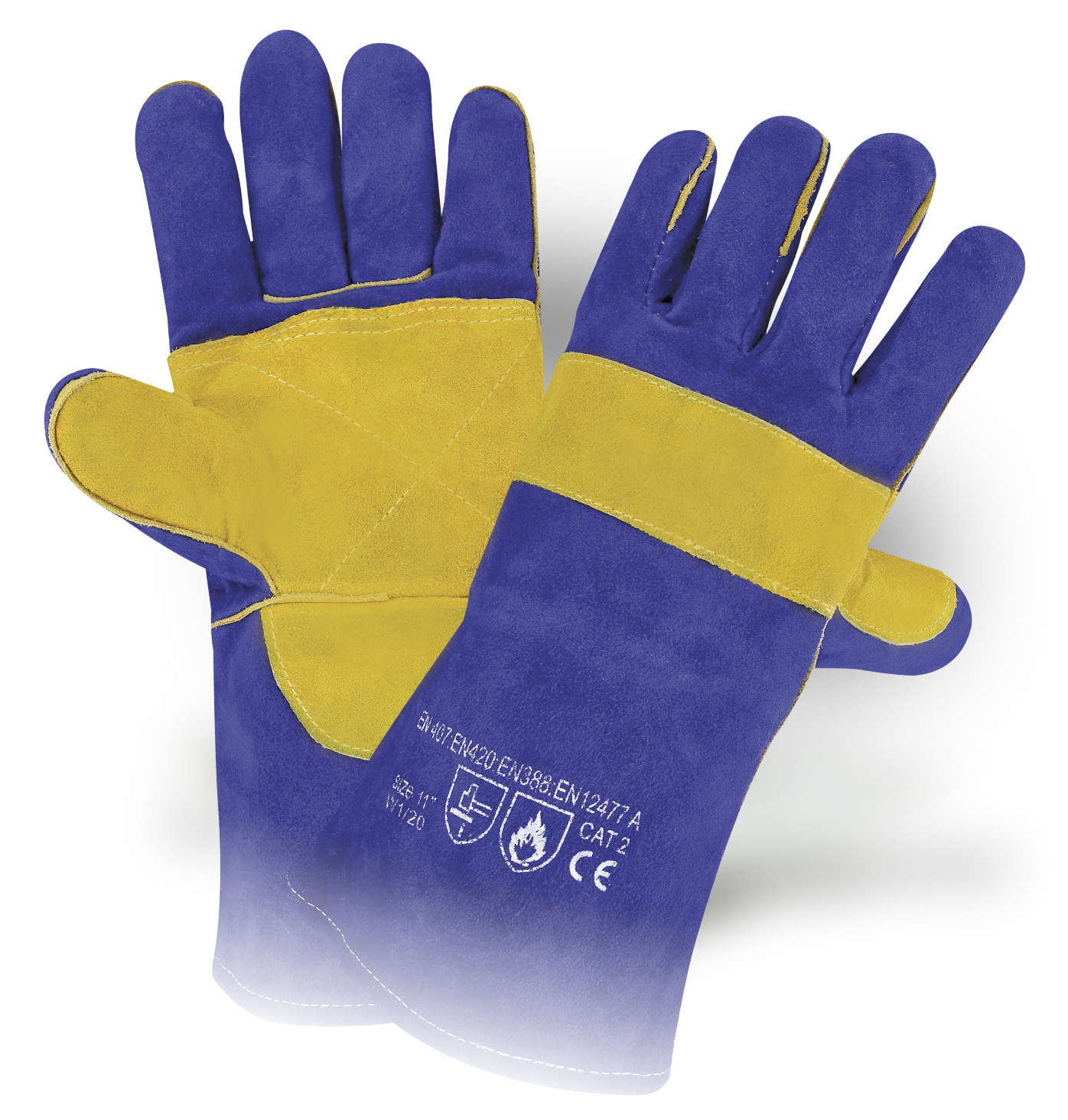 VM Footwear W1-20 Zváračské rukavice Modrá-Žltá, 11