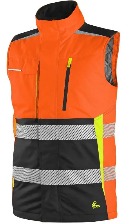 Canis CXS BENSON Zateplená výstražná vesta pánska S, Reflexná oranžová-Čierna