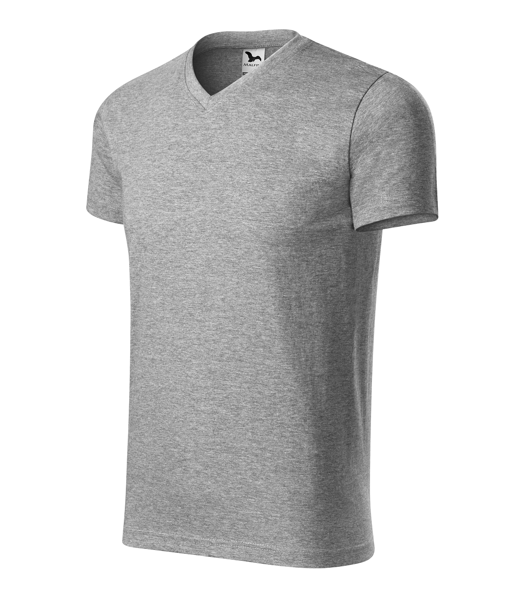 Malfini HEAVY V-NECK 111 Tričko unisex L, Tmavosivý melír