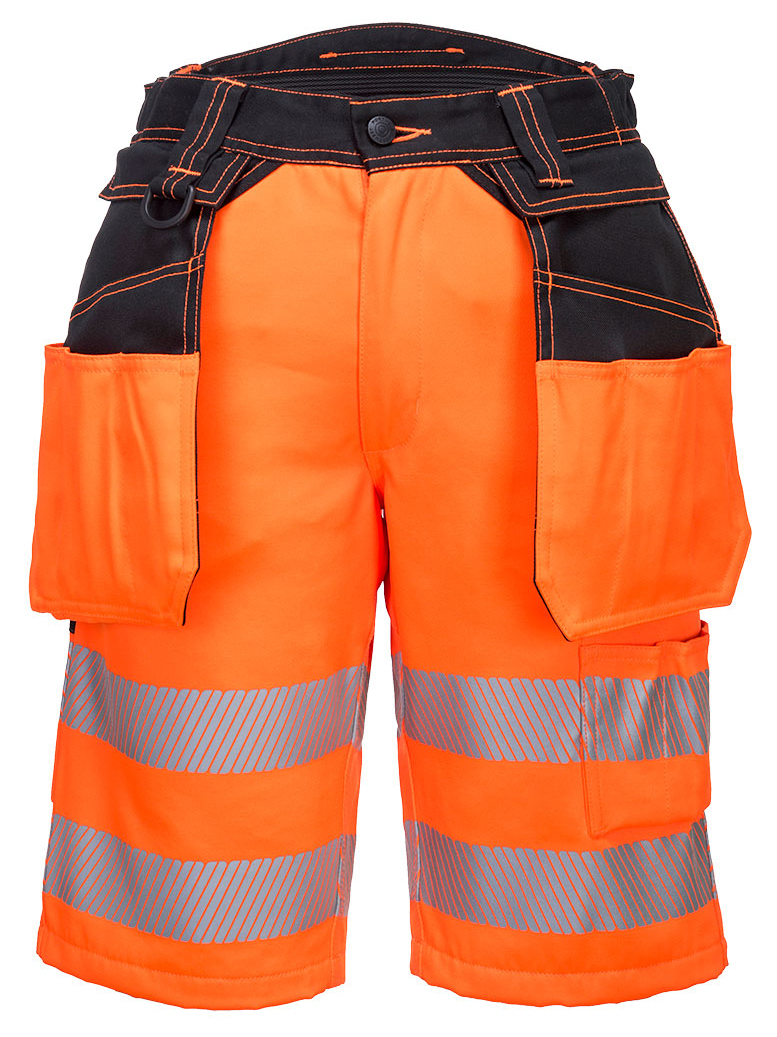 Portwest PW343 HI-VIS Reflexné kraťasy PW3 Fluorescenčno oranžová-Čierna, 46