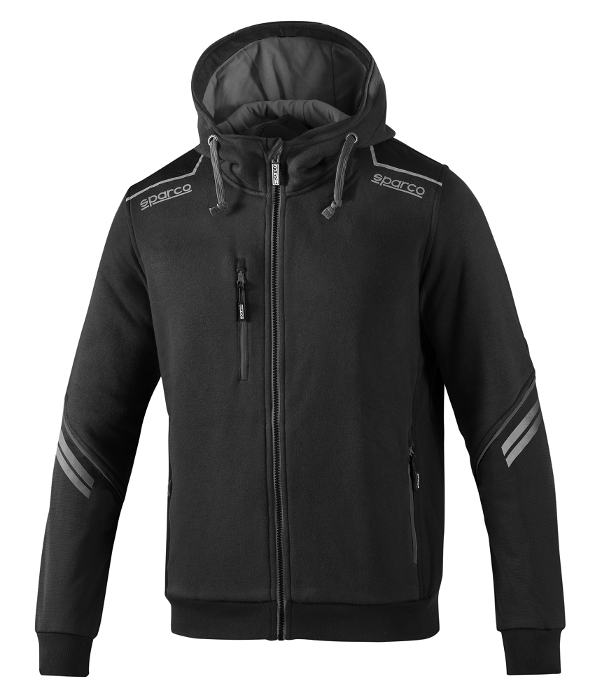 Sparco COLORADO TECH HOODED FULL ZIP Mikina XS, Čierna-Sivá