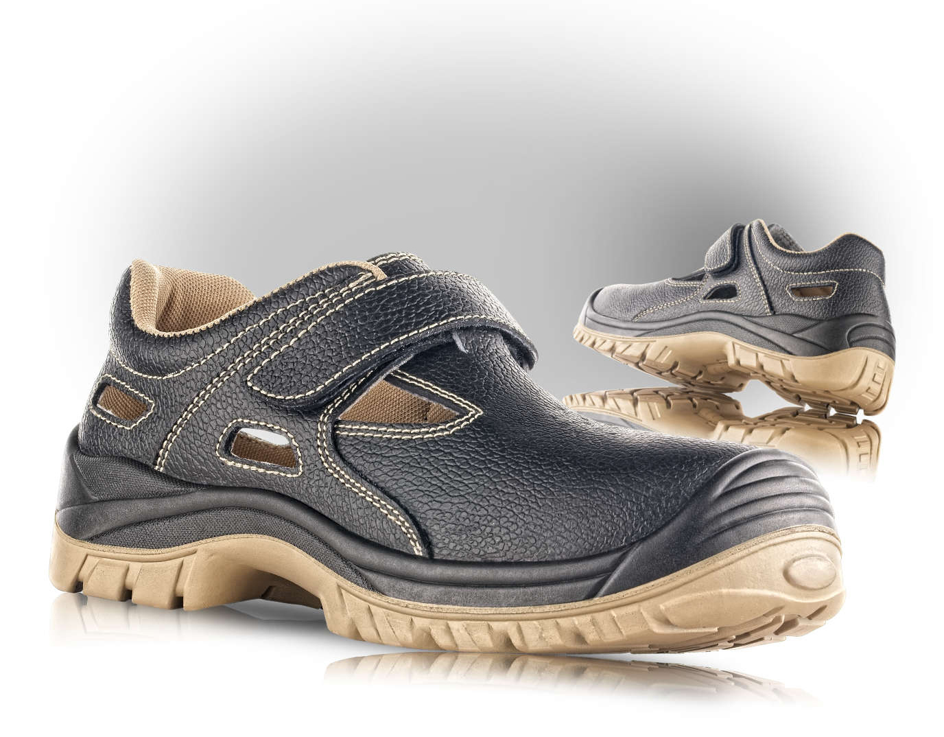 VM Footwear IZMIR S1P Bezpečnostné sandále 36, Čierna-Béžová