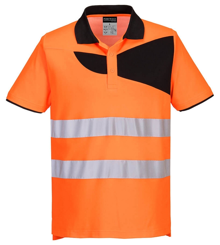 Portwest PW212 Reflexná polokošeľa PW2 S, Reflexná oranžová-Čierna