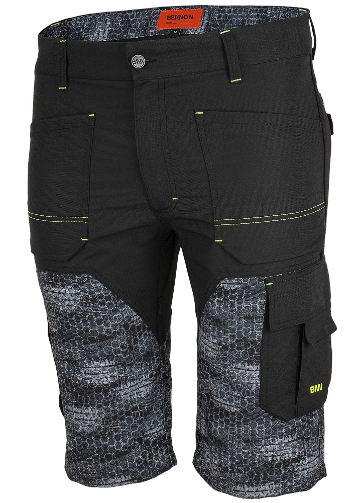 Bennon PREDATOR SHORTS BLACK/GREY Strečové pracovné kraťasy Čierna-Sivá, 44