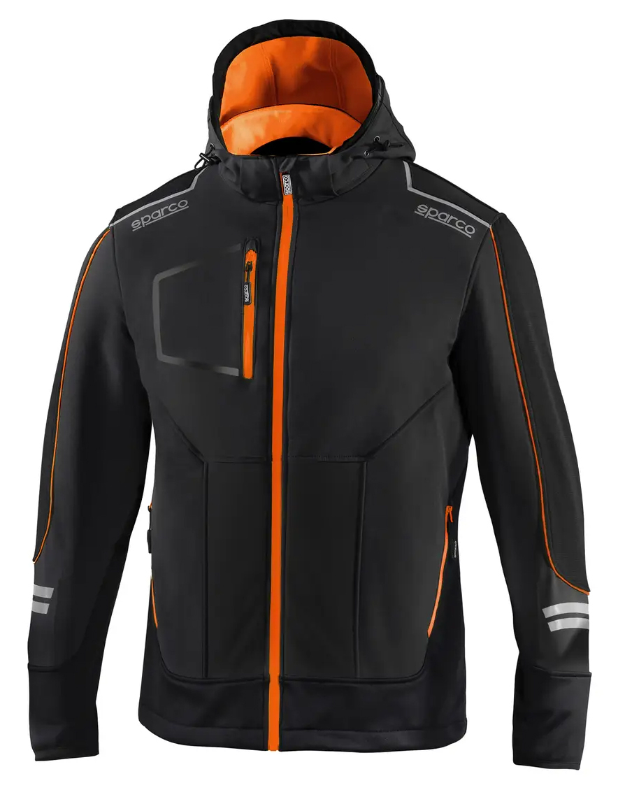 Sparco YORK TECH SOFT-SHELL Softshellová bunda XS, Čierna-Oranžová