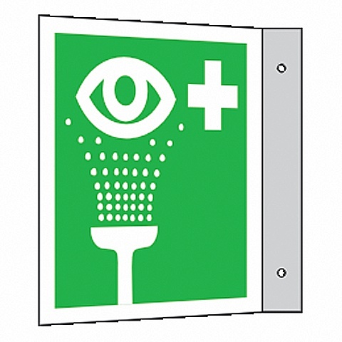 BZ PG812 Tabuľka praporková vyplachovanie očí - plast 15x15 cm Zelená-Biela