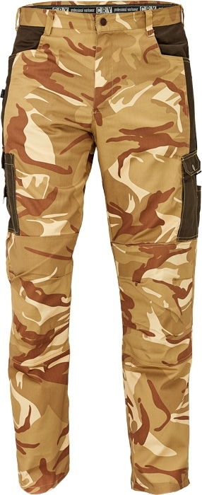 Cerva CRAMBE Maskáčové nohavice S, Béžová camouflage