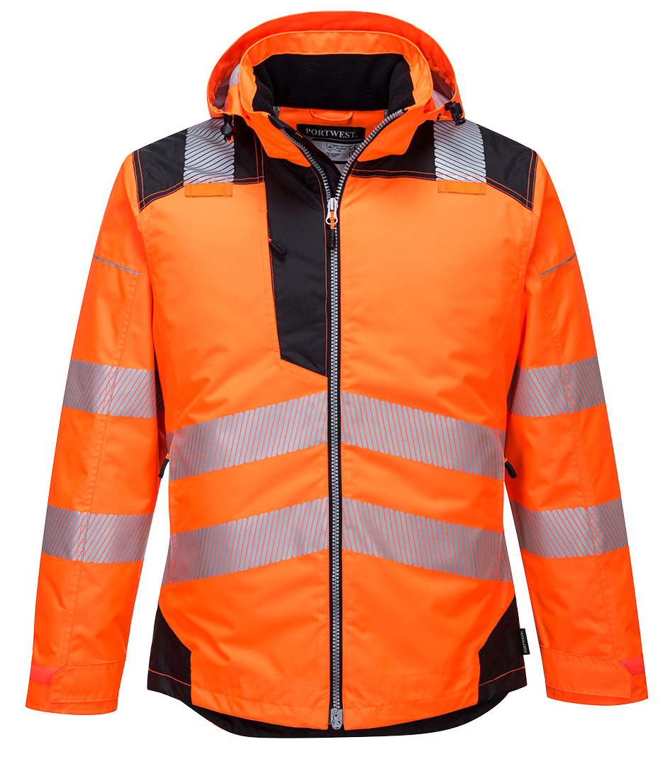 Portwest T400 HI-VIS Reflexná bunda do dažďa PW3 XS, Fluorescenčno oranžová-Čierna