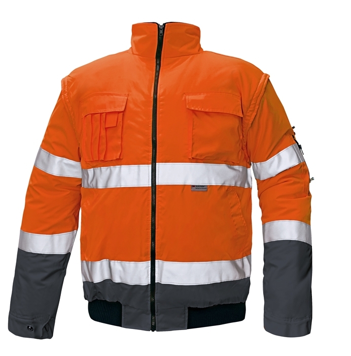 Cerva CLOVELLY PILOT Reflexná bunda 2v1 XS, Fluorescenčno oranžová-Modrá