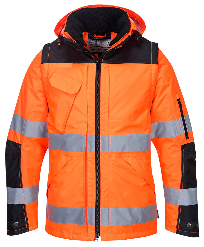 Portwest C469 PRO HI-VIS Reflexná bunda 3v1 S, Fluorescenčno oranžová-Čierna
