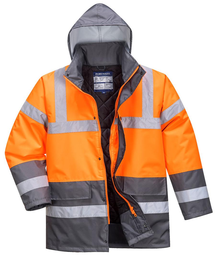 Portwest S467 HI-VIS TRAFFIC Reflexná bunda S, Fluorescenčno oranžová-Sivá