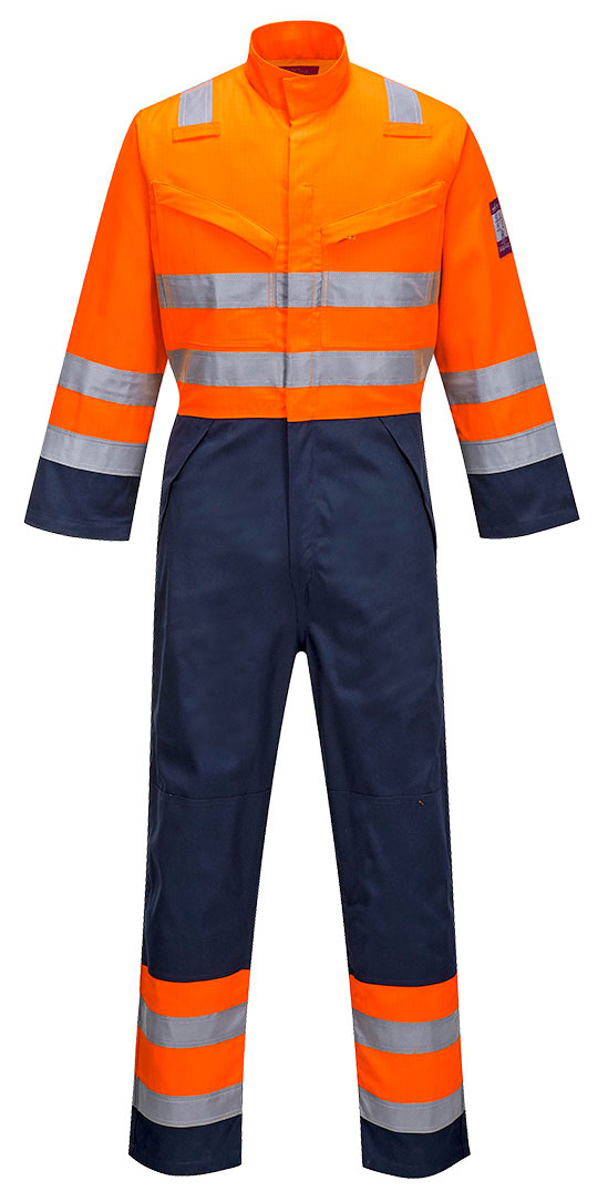 Portwest MV29 MODAFLAME RIS Nehorľavá kombinéza S, Fluorescenčno oranžová-Námornícka modrá