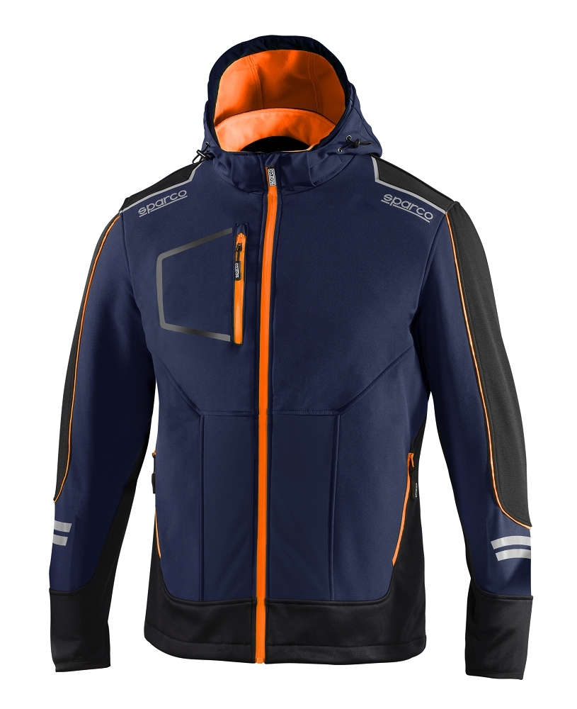 Sparco YORK TECH SOFT-SHELL Softshellová bunda XS, Námornícka modrá-Oranžová