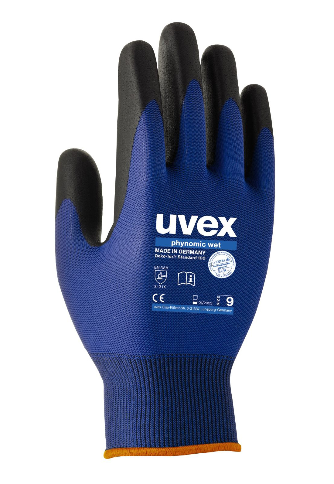 Uvex PHYNOMIC WET Pracovné rukavice 6, Modrá-Antracitová