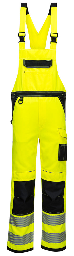 Portwest PW344 HI-VIS Reflexné nohavice na traky PW3 S, Fluorescenčno žltá-Čierna