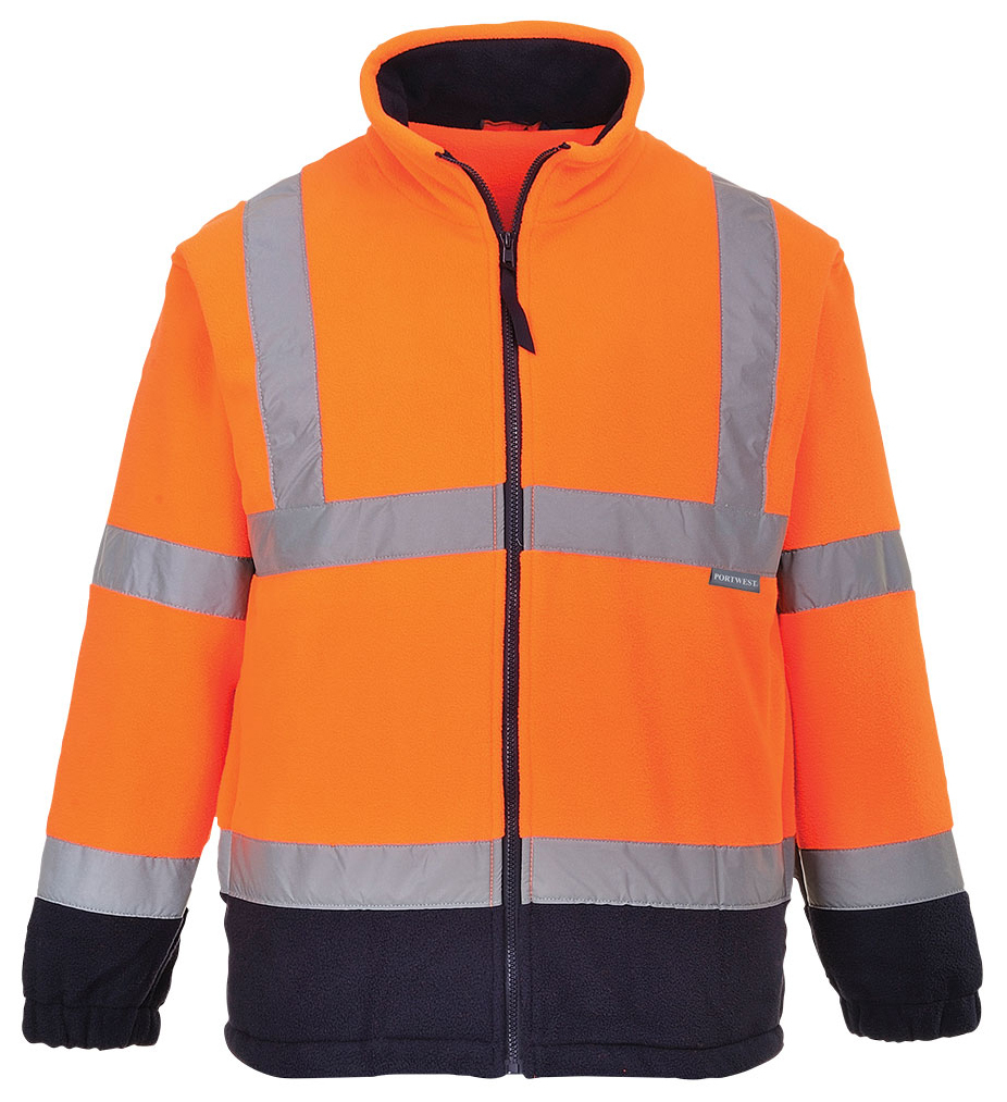 Portwest F301 HI-VIS Fleecová reflexná mikina XS, Fluorescenčno oranžová-Námornícka modrá