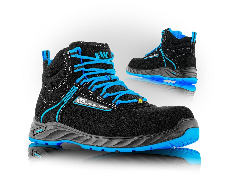 VM Footwear QUEBEC S1P ESD Bezpečnostná obuv Čierna-Modrá, 36