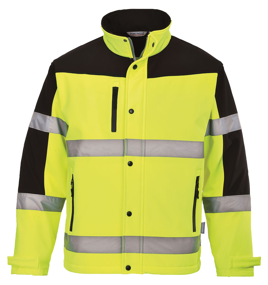 Portwest S429 Reflexná softshellová bunda S, Fluorescenčno žltá-Čierna