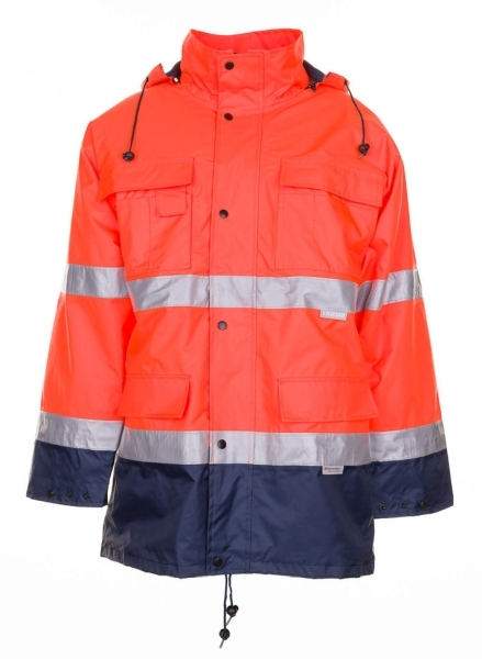 Planam HIGH VISIBLE Zimná reflexná parka dvojfarebná S, Oranžová-Námornícka modrá