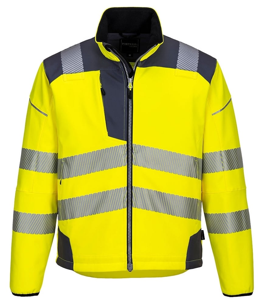 Portwest T402 HI-VIS Softshellová bunda PW3 S, Fluorescenčno žltá-Sivá