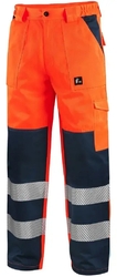 Canis CXS NORWICH Výstražné nohavice pánske 48, Reflexná oranžová-Modrá