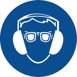 BY C3513/1 Podlahová značka - Používaj ochranné okuliare a chrániče sluchu - 10 cm