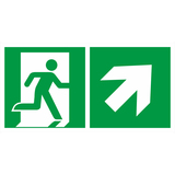 25.3032 Tabuľka núdzový východ vpravo, šípka vpravo hore - plast 30x15 cm