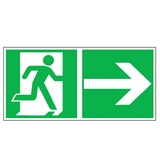 15.0087 Tabuľka núdzový východ vpravo, šípka doprava - hlinik 40x20 cm