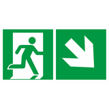 25.2022 Tabuľka núdzový východ vpravo, šípka vpravo dole - plast 20x10 cm