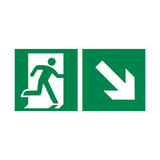 BZ FM985 Značka núdzový východ vpravo, šípka vpravo dole - samolepiaca fólia 30x15 cm