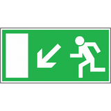 38.0021 Tabuľka úniková cesta schody dole naľavo - fólia Everglow 30x15 cm