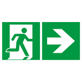 27.3052 Tabuľka núdzový východ vpravo, šípka vpravo - samolepiaci plast 30x15 cm