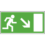 38.0023 Tabuľka úniková cesta schody dole napravo - fólia Everglow 30x15 cm